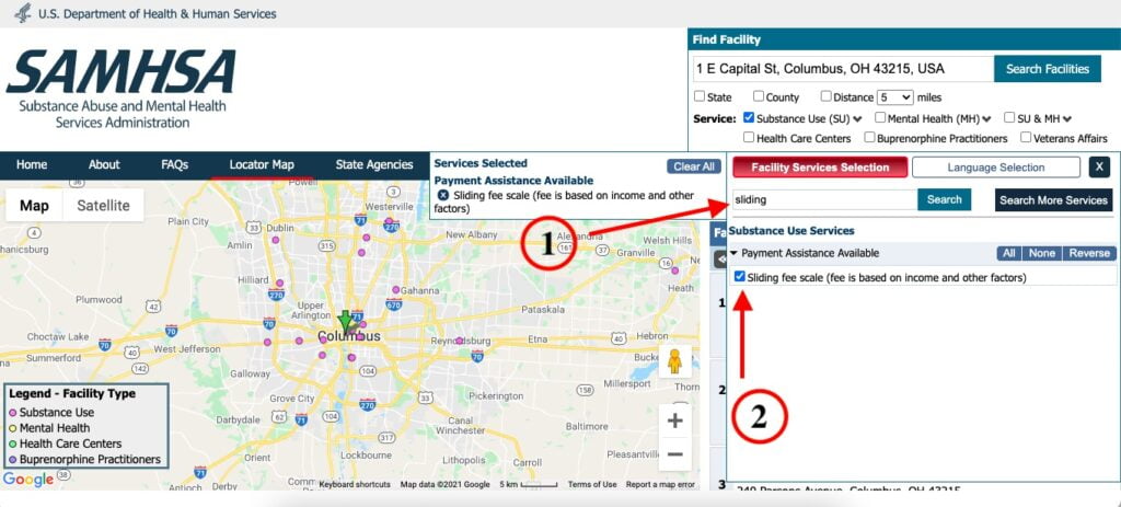 Show places offering a sliding fee scale with the SAMHSA locator tool. A sliding fee scale means they offer cheap Suboxone services to those with low income.